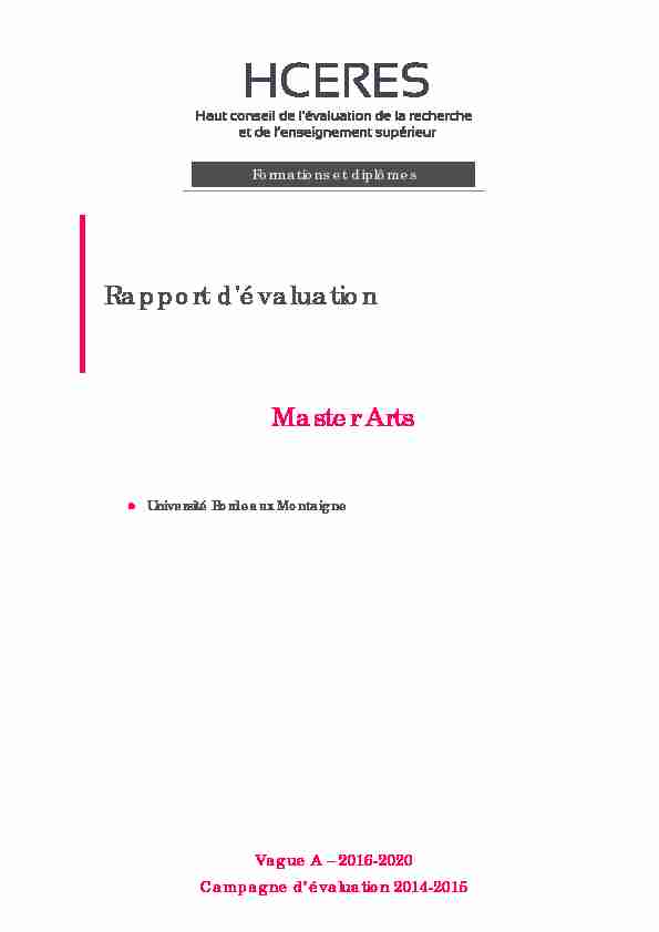 [PDF] Evaluation du master arts de lUNIVERSITE BORDEAUX 3