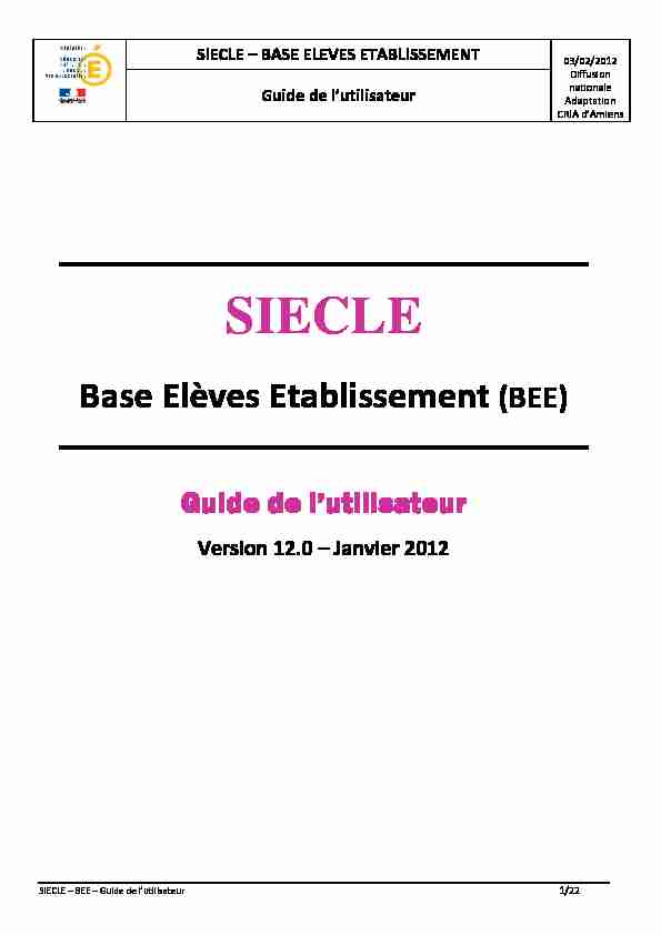 Guide Utilisateur SIECLE V12.0-2012-01
