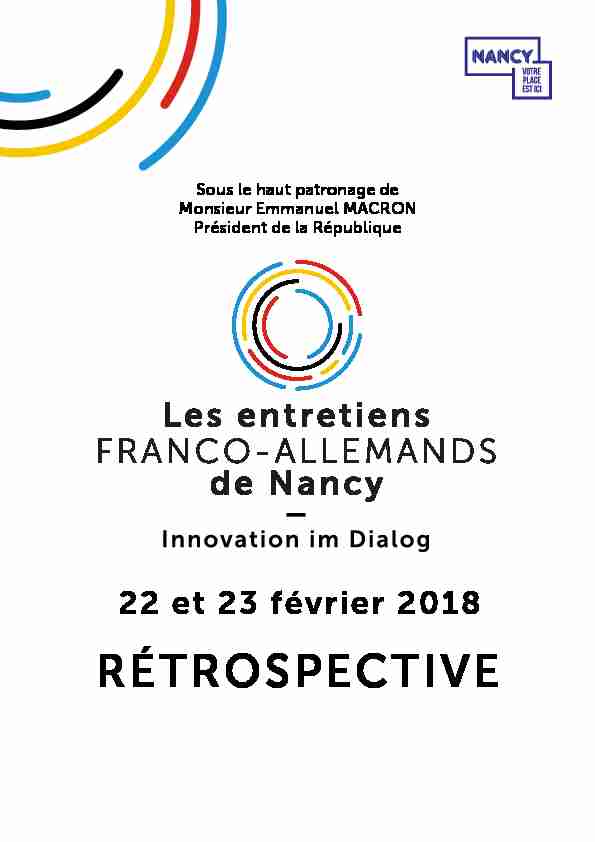 Les Entretiens Franco-Allemands de Nancy édition 2018