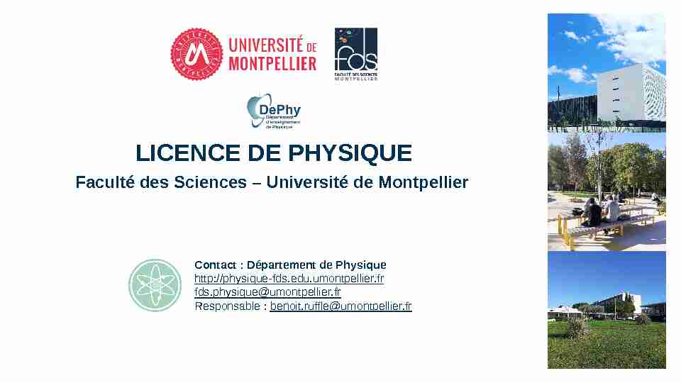 LICENCE DE PHYSIQUE - Faculté des sciences