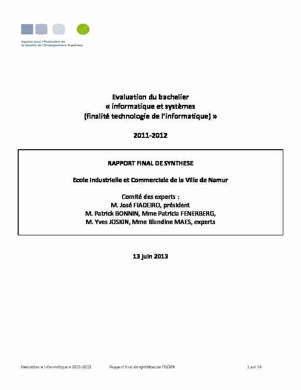 [PDF] Evaluation du bachelier « informatique et systèmes (finalité  - AEQES