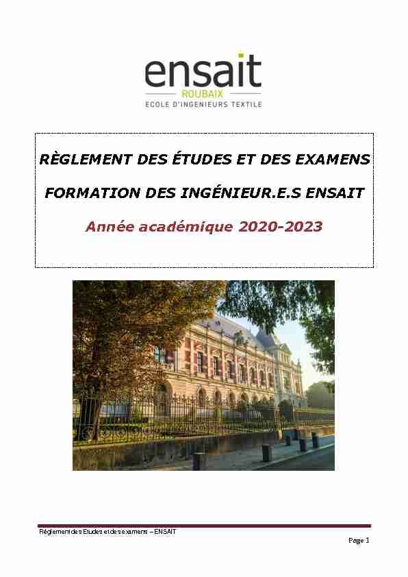 Le règlement des études et des examens 2014 -2015
