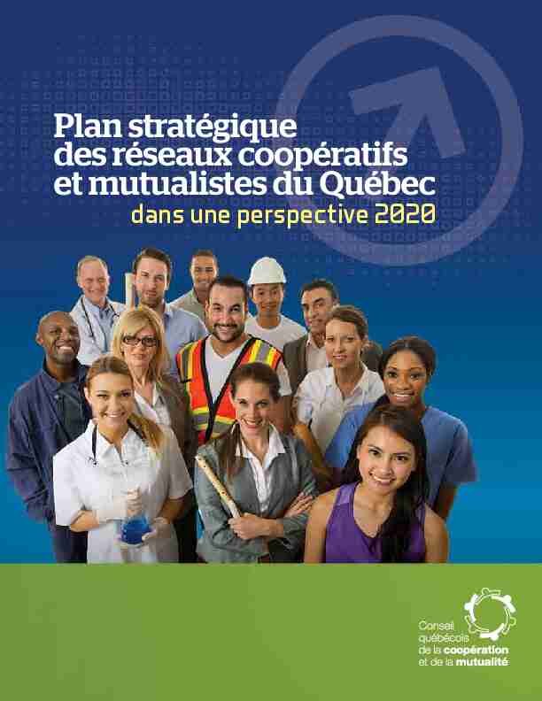Plan stratégique des réseaux coopératifs et mutualistes du Québec
