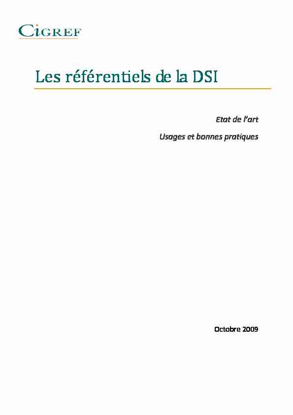 [PDF] Les référentiels de la DSI : état de lart, usages et bonnes pratiques