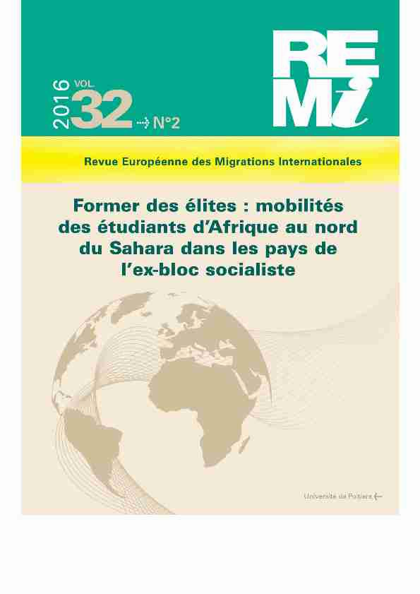 Former des élites : mobilités des étudiants dAfrique au nord du