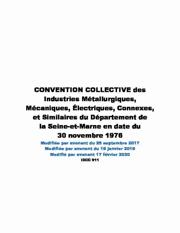 CONVENTION COLLECTIVE des Industries Métallurgiques