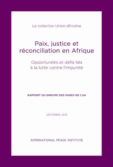 Paix justice et réconciliation en Afrique