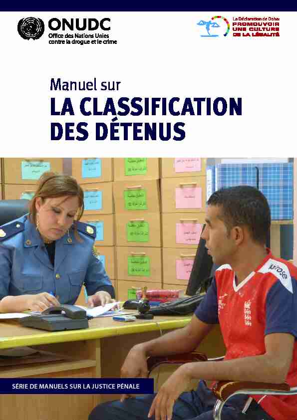 Manuel sur - LA CLASSIFICATION DES DÉTENUS