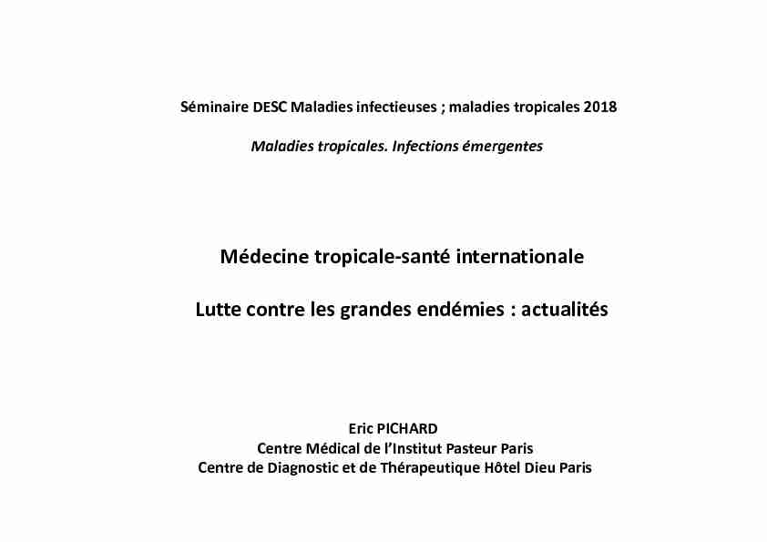 [PDF] Médecine tropicale et santé internationale - Infectiologie