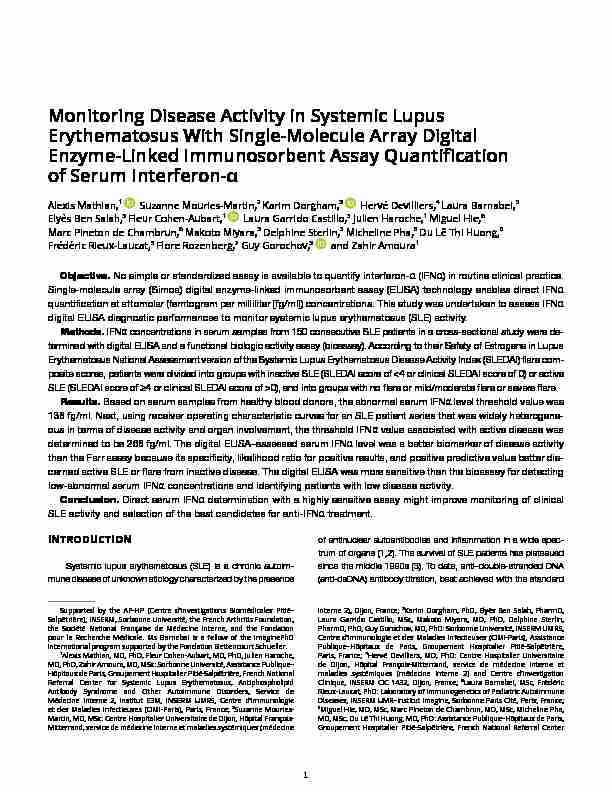 Monitoring disease activity in systemic lupus erythematosus with