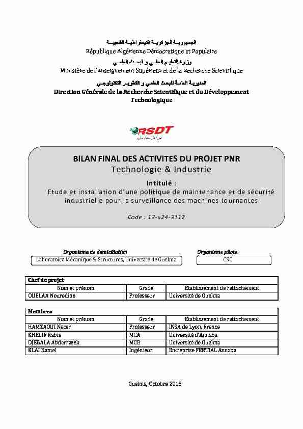 Rapport final du projet PNR 13-u24-3112