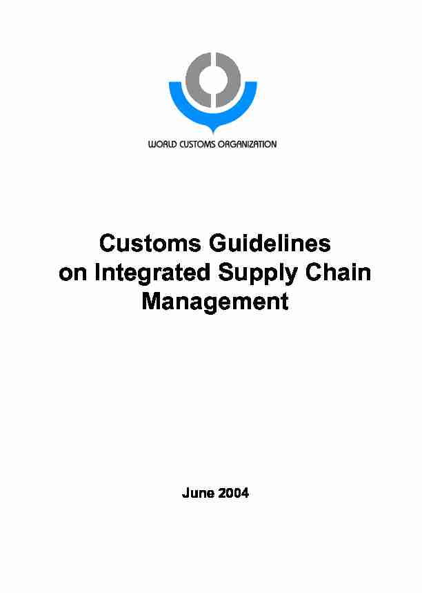 Customs Guidelines on Integrated Supply Chain Management