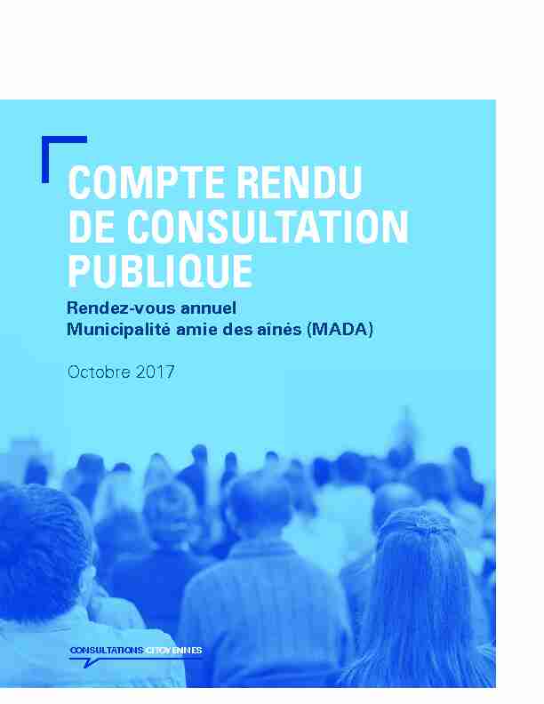 COMPTE RENDU DE CONSULTATION PUBLIQUE
