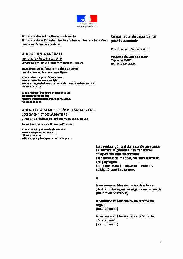 [PDF] DIRECTION GÉNÉRALE DE LA COHÉSION SOCIALE DIRECTION