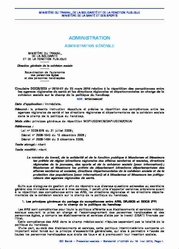 [PDF] ADMINISTRATION - Ministère des Solidarités et de la Santé