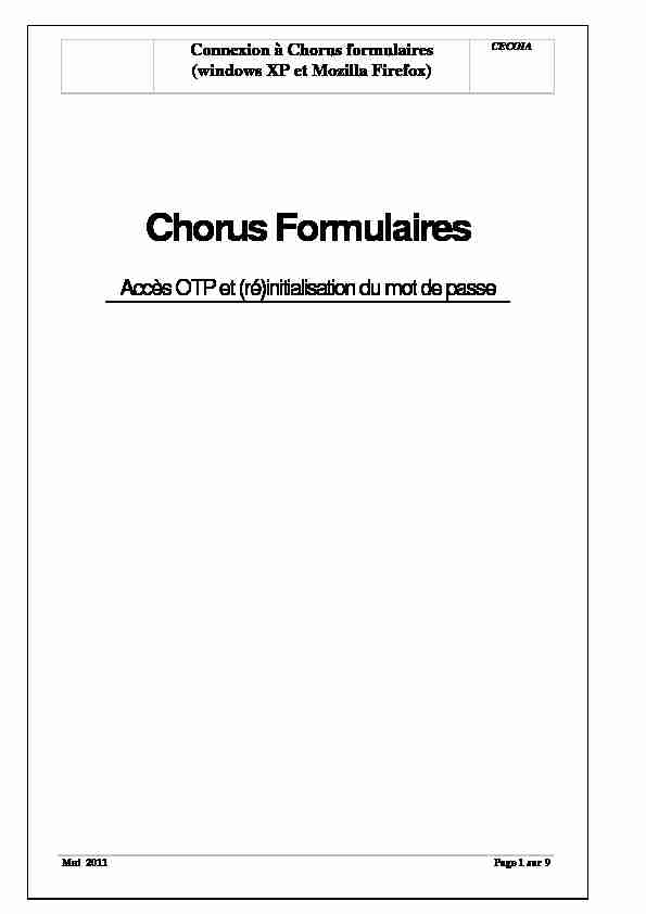 Connexion à Chorus formulaires (windows XP et Mozilla Firefox)