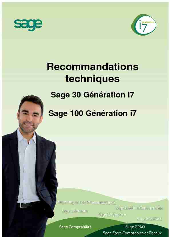 Recommandations techniques Sage 100 Génération i7