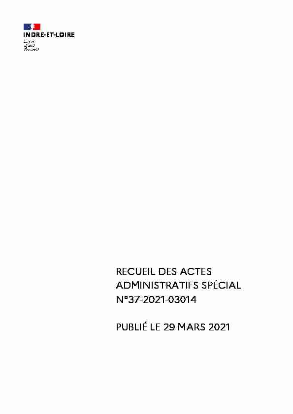 RECUEIL DES ACTES ADMINISTRATIFS SPÉCIAL N°37-2021