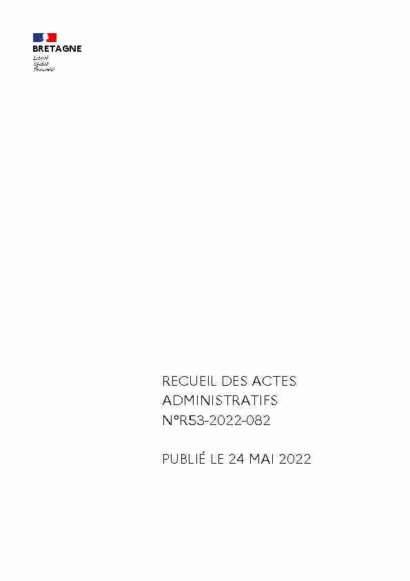 RECUEIL DES ACTES ADMINISTRATIFS N°R53-2022-082 PUBLIÉ