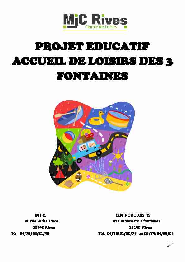 PROJET EDUCATIF ACCUEIL DE LOISIRS DES 3 FONTAINES