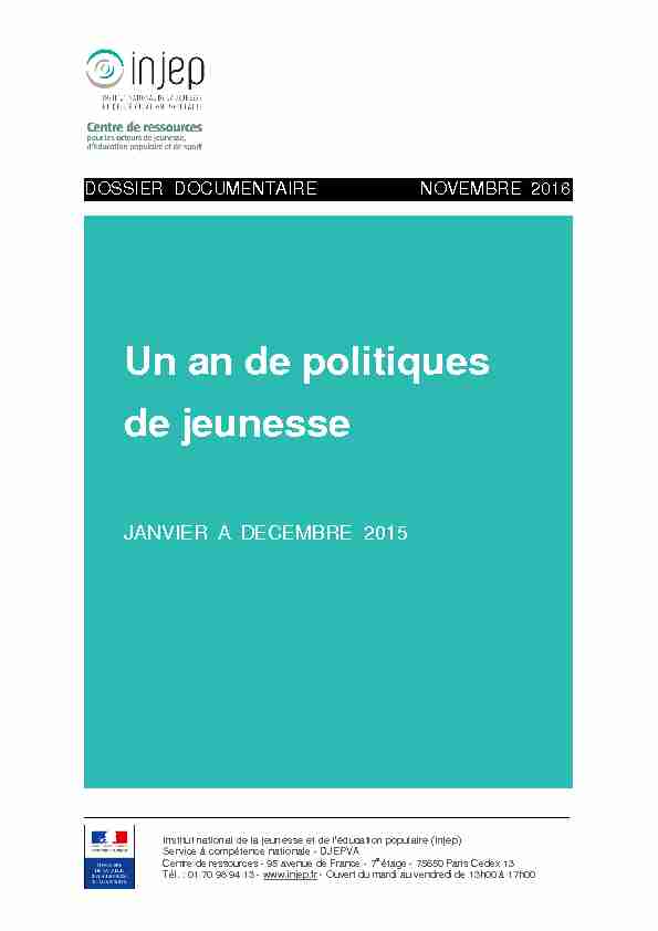 [PDF] Un an de politiques de jeunesse - INJEP