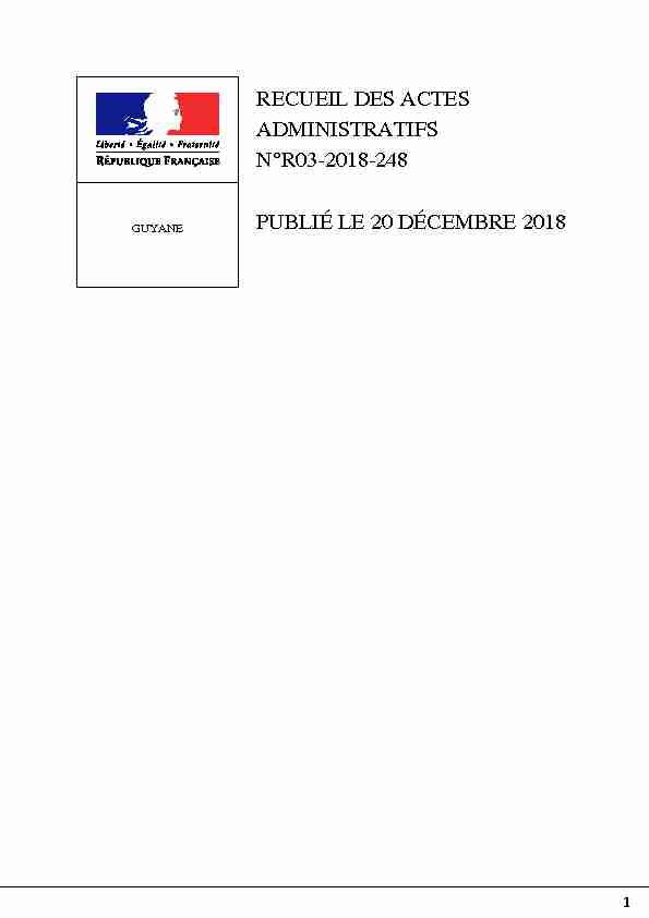 RECUEIL DES ACTES ADMINISTRATIFS N°R03-2018-248 PUBLIÉ