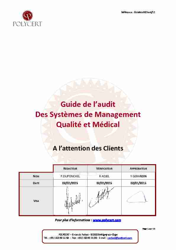 Guide de l’audit Des Systèmes de Management Qualité et Médical