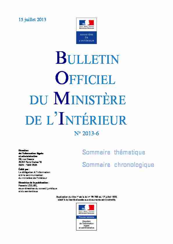 [PDF] BULLETIN OFFICIEL DU MINISTèRE DE LINTÉRIEUR