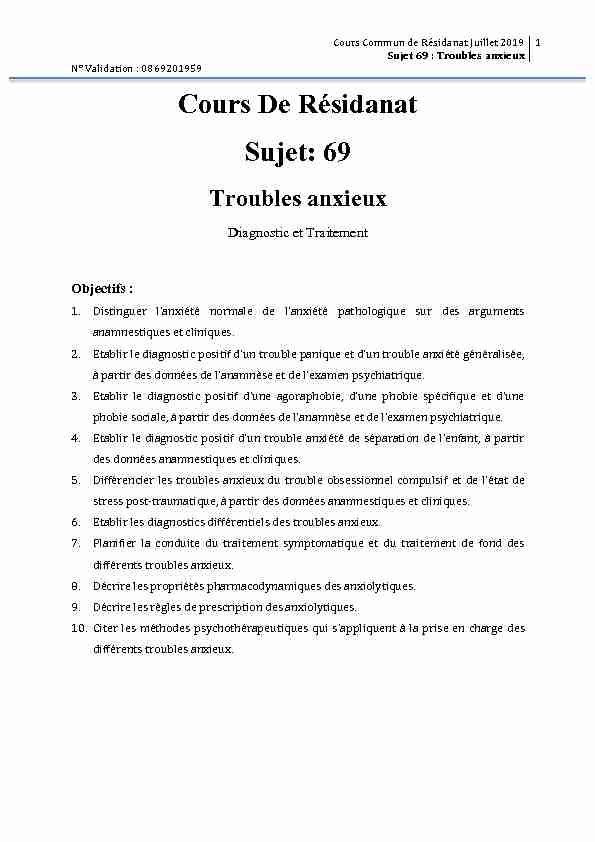 [PDF] Cours De Résidanat Sujet: 69 - Faculté de Médecine de Sfax