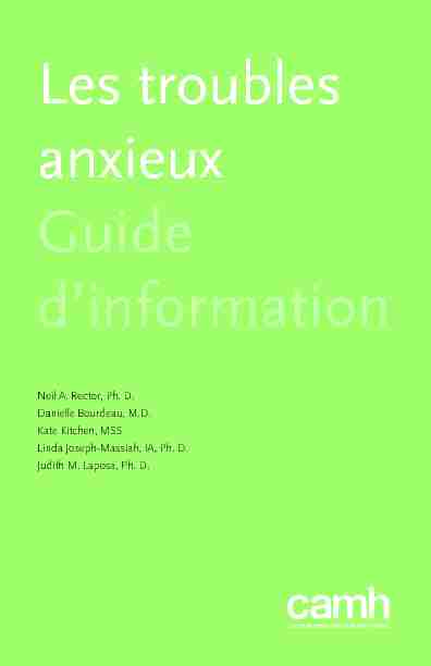 [PDF] Les troubles anxieux Guide dinformation - CAMH