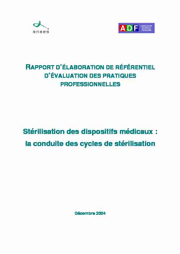 [PDF] Rapport référentiel EPP stérilisation dispositifs médicaux - HosmaT