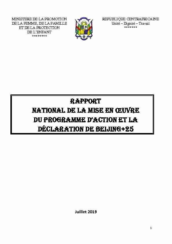 Rapport National de la mise en œuvre du programme daction et la