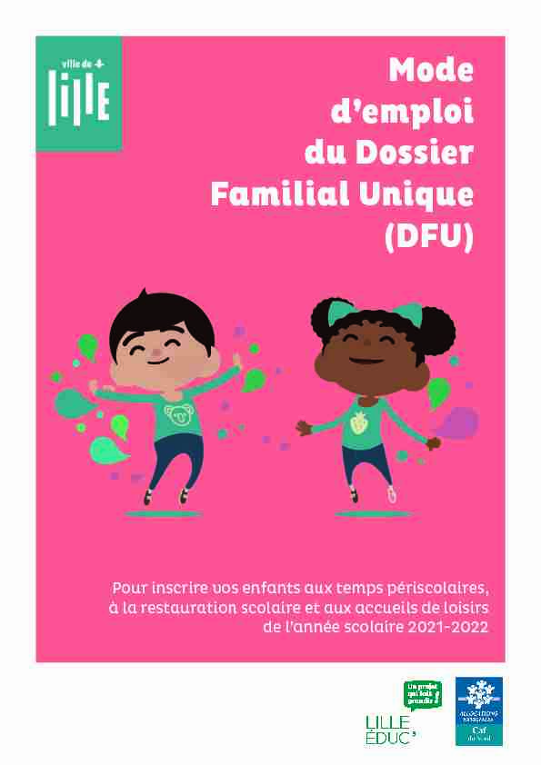 Mode d’emploi du Dossier Familial Unique (DFU) - Ville de Lille