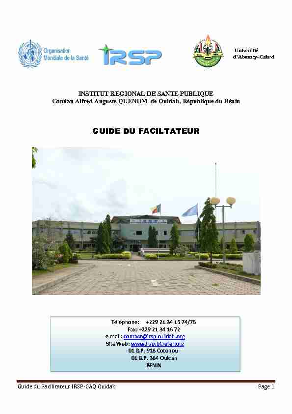 Guide du Facilitateur IRSP-CAQ Ouidah