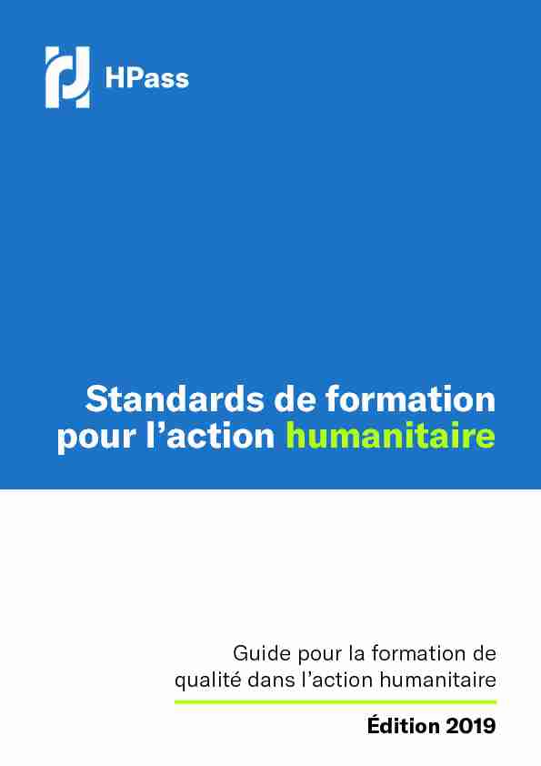 Standards de formation pour laction humanitaire