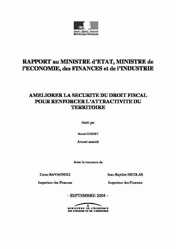 Rapport Gibert - Améliorer la sécurité du droit fiscal