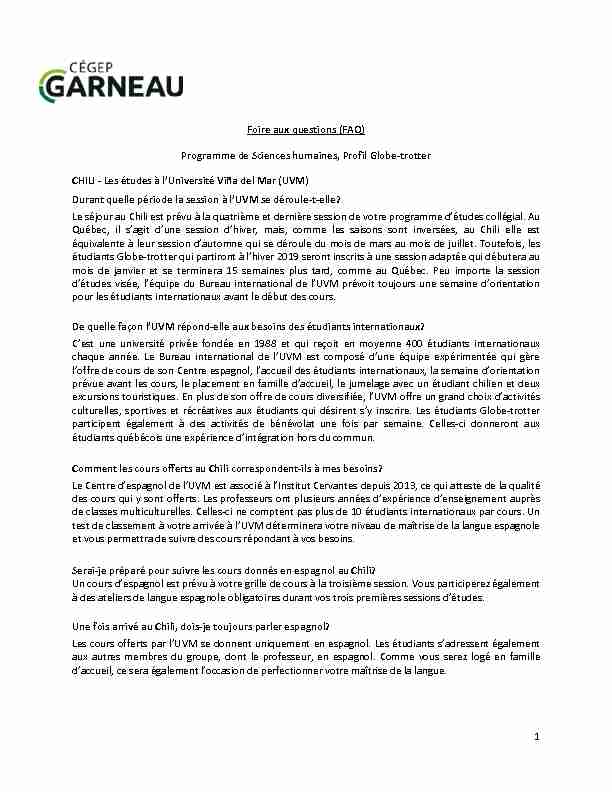 [PDF] 1 Foire aux questions (FAQ) Programme de  - Cégep Garneau