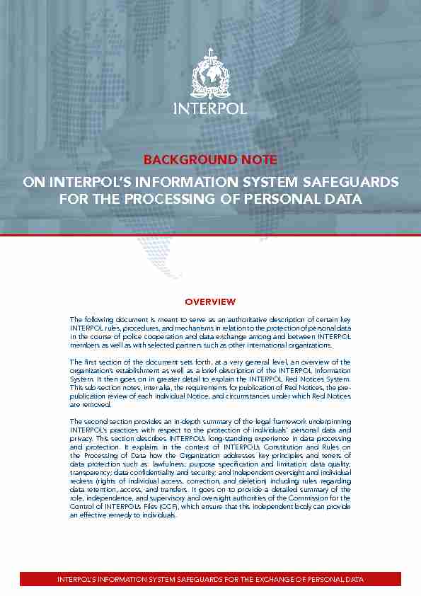 ON INTERPOLS INFORMATION SYSTEM SAFEGUARDS FOR THE
