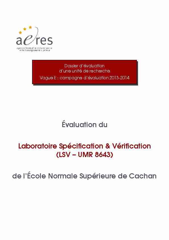 UMR  - Évaluation du Laboratoire Spécification & Vérification (LSV