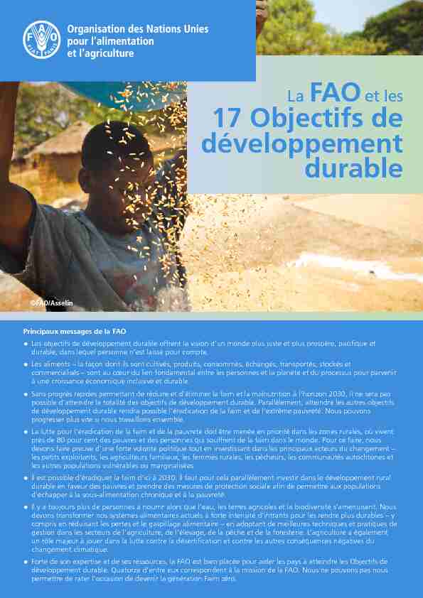 La FAO 17 Objectifs de développement durable
