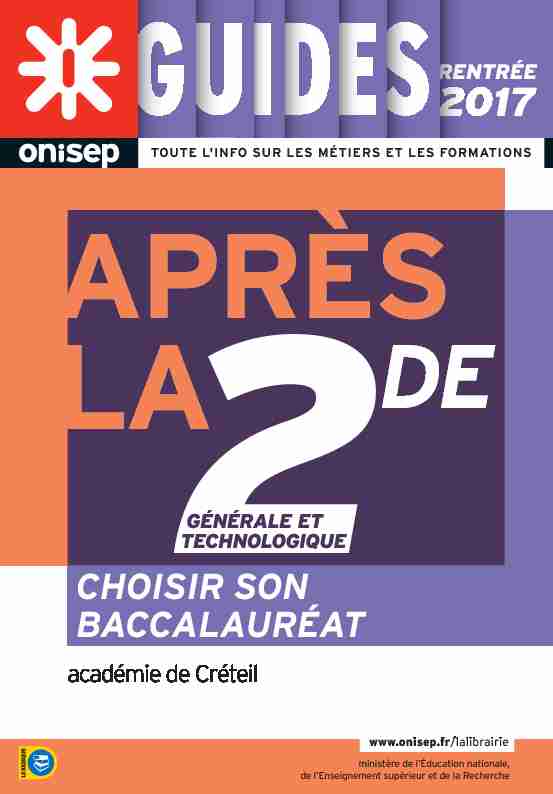 Guide Après la 2de rentrée 2017 - Académie de Créteil
