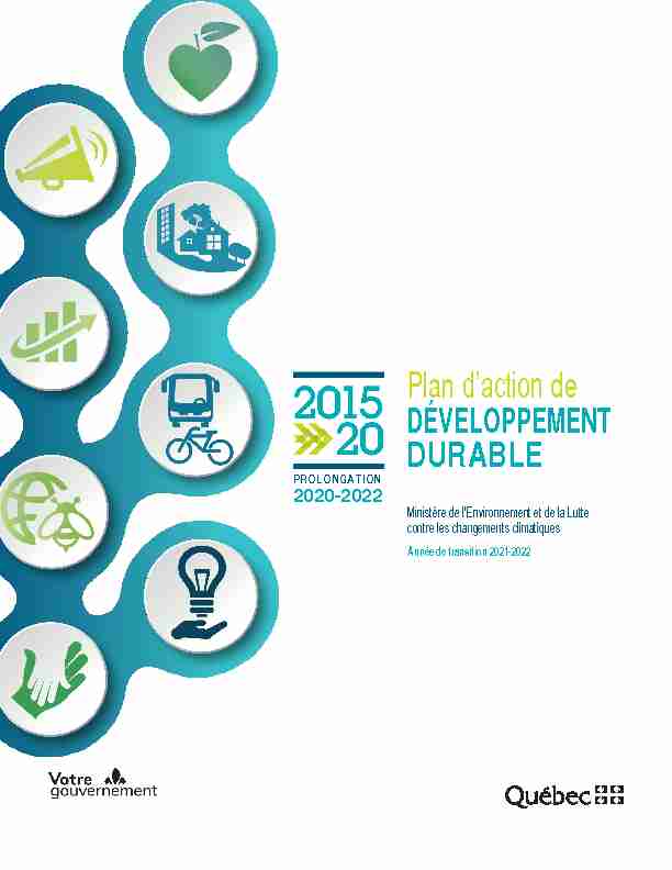 Plan daction de développement durable 2021-2022 - ministère de l