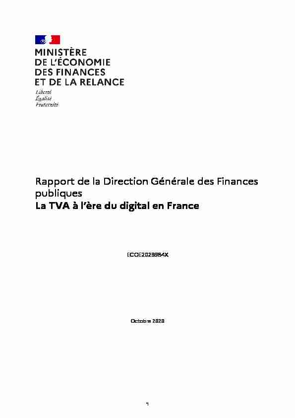 Rapport de la Direction Générale des Finances publiques La TVA à