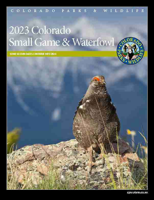2022 Colorado Small Game & Waterfowl Brochure