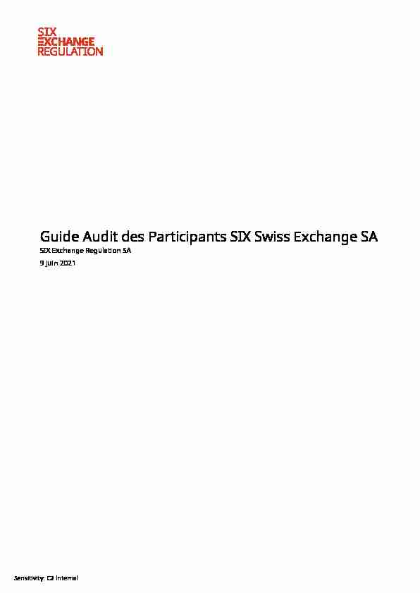 Guide Audit des Participants SIX Swiss Exchange SA