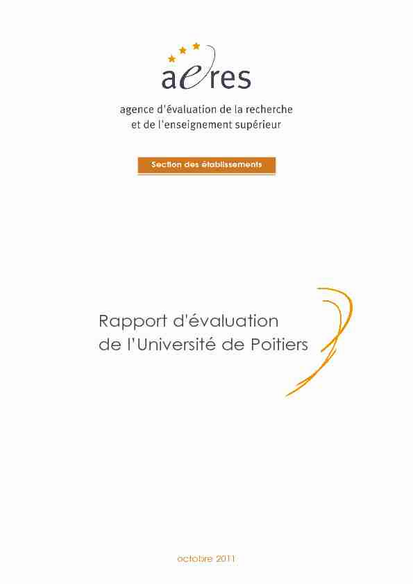 Rapport dévaluation de lUniversité de Poitiers