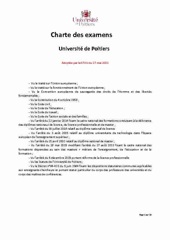 Charte des examens - Université de Poitiers