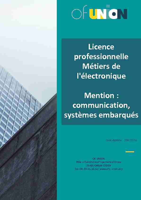 Licence professionelle: METIERS DE LELECTRONIQUE