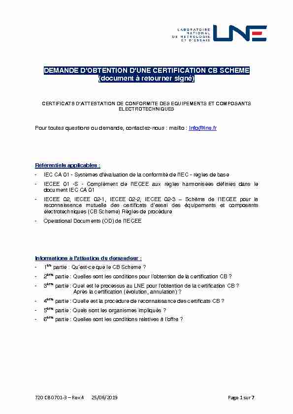 [PDF] Demande dobtention dune certification CB Scheme  - LNE