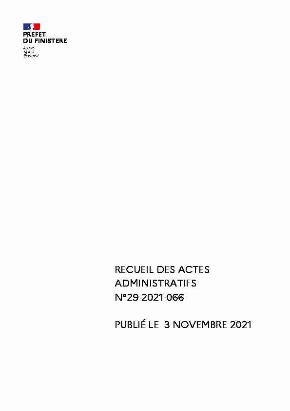 RECUEIL DES ACTES ADMINISTRATIFS N°29-2021-066 PUBLIÉ